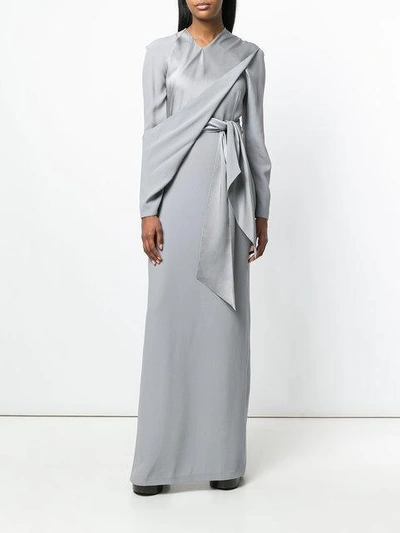 Shop Chalayan Drape-detail Structured Long Dress In Platinum