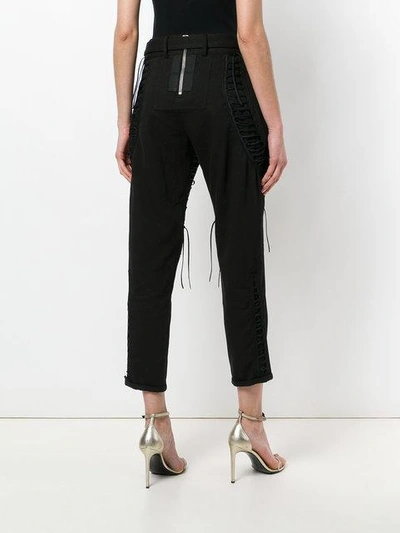 Shop Saint Laurent Belted Cropped Trousers In Black