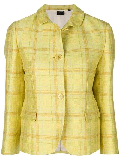 Shop Aspesi Plaid Shirt Jacket In Yellow