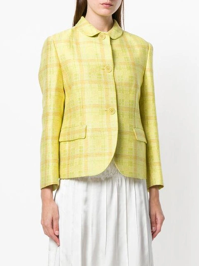 Shop Aspesi Plaid Shirt Jacket In Yellow