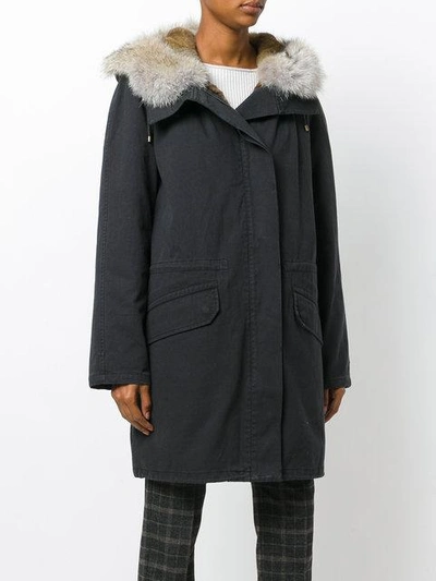 Shop Yves Salomon Army Fur Trim Parka - Black