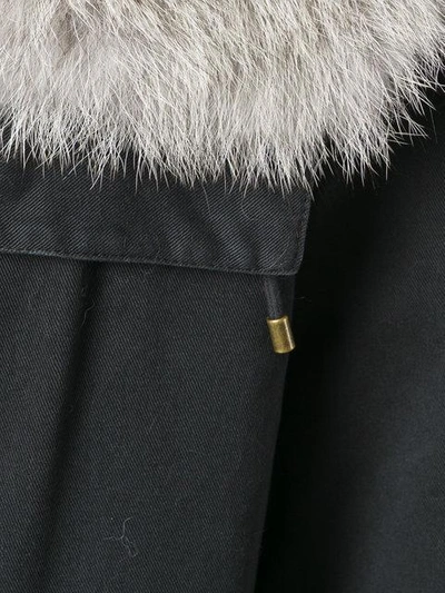 Shop Yves Salomon Army Fur Trim Parka - Black