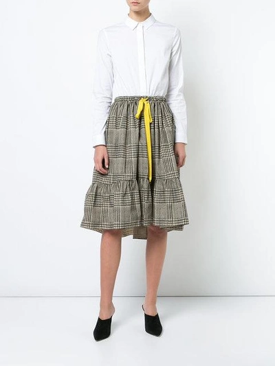 Shop Fendi Plaid Flared Skirt - Neutrals In Nude & Neutrals