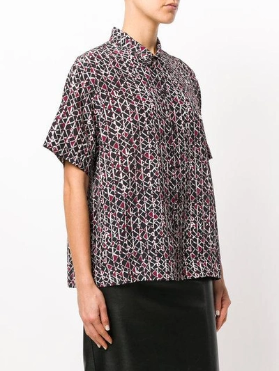 Shop Marni Printed Half Sleeve Shirt In Black