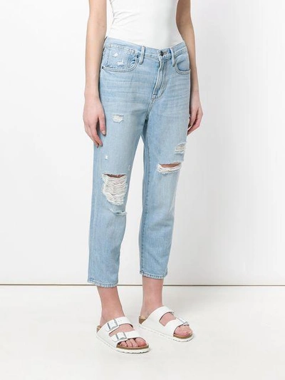 Shop Frame Distressed Cropped Jeans - Blue