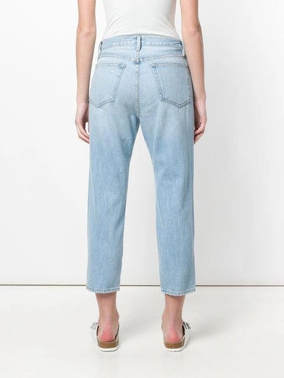 Shop Frame Distressed Cropped Jeans - Blue