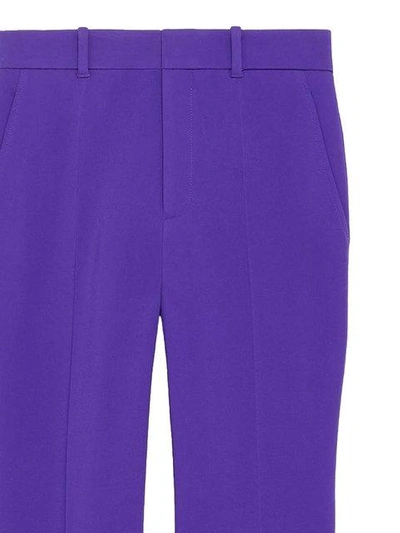 Shop Gucci Stretch Viscose Skinny Flare Trousers In 5076 Viola