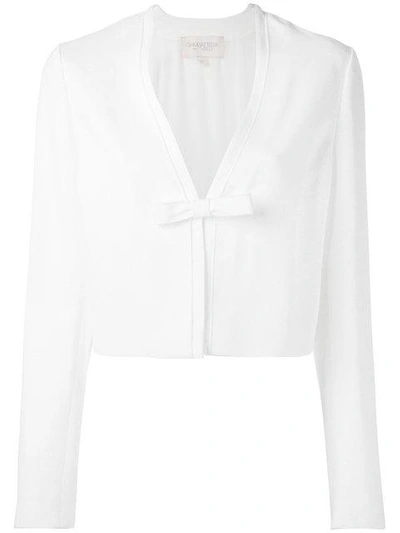 Shop Giambattista Valli Cropped Bow Jacket - White