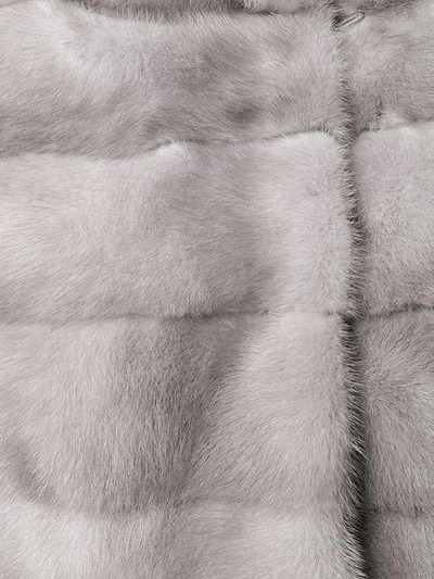 Shop Liska Valencia Hooded Fur Coat In Grey