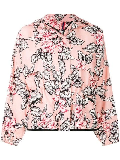 Shop Moncler Floral Printed Bomber Jacket In Pink
