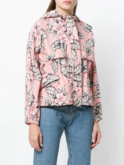 Shop Moncler Floral Printed Bomber Jacket In Pink