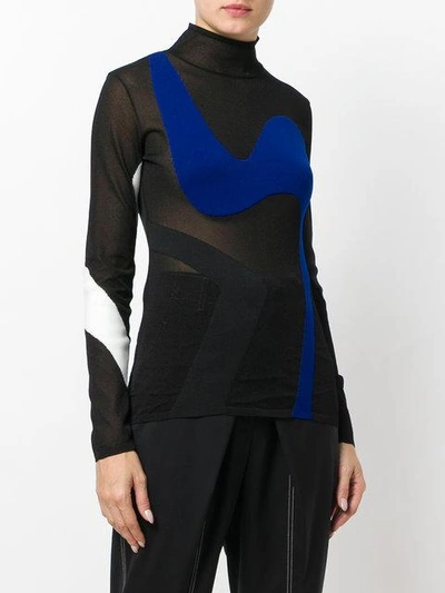 Shop Proenza Schouler Colour-block Sheer Knitted Top In Black