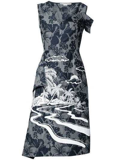 Shop Stella Mccartney Tropical Print Dress In Grey