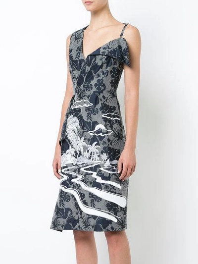 Shop Stella Mccartney Tropical Print Dress In Grey