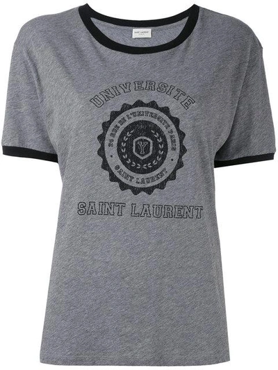 Shop Saint Laurent Logo Patch T-shirt - Grey