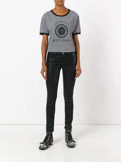 Shop Saint Laurent Logo Patch T-shirt - Grey