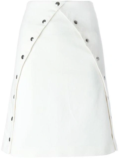 Shop Jw Anderson Popper Detail A-line Skirt In White