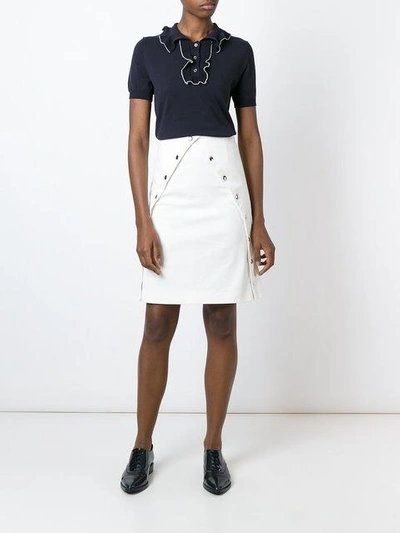 Shop Jw Anderson Popper Detail A-line Skirt In White