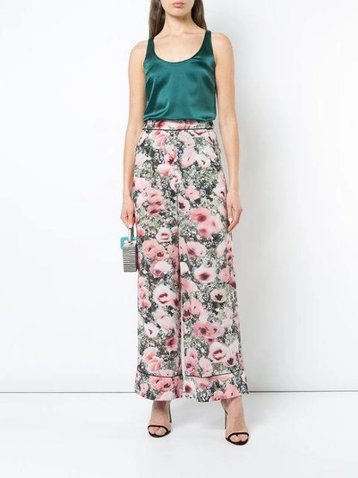 Shop Fleur Du Mal Floral Print Wide-leg Trousers In Multicolour