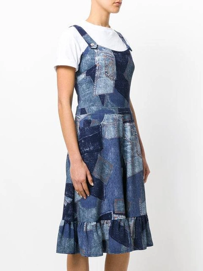 Shop Moschino Trompe L'oeil Skater Dress - Blue