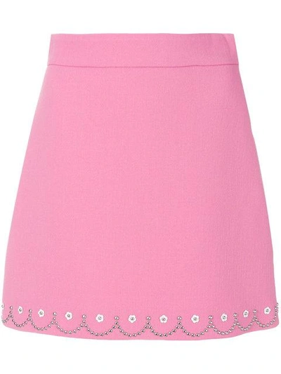 Shop Miu Miu Embellished A-line Skirt In F0028 Rosa