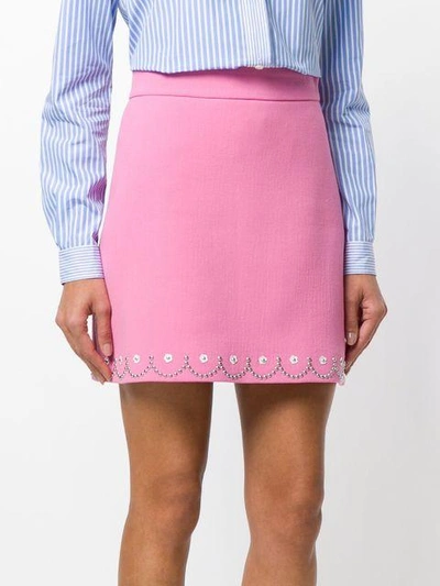 Shop Miu Miu Embellished A-line Skirt In F0028 Rosa