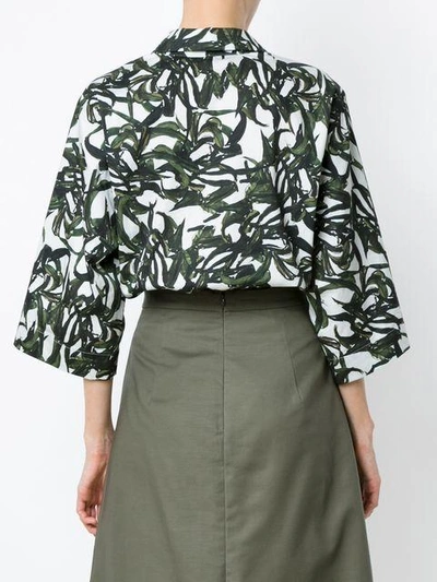Shop Andrea Marques Cache Coeur Foliage Print Bodysuit - Est Folhagem Areia