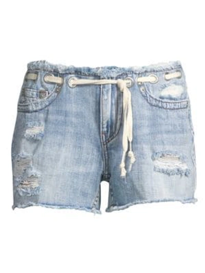 Shop True Religion Mid-rise Cut-off Denim Shorts In Ersl Baseline Destroy