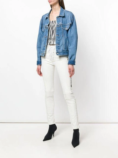 Shop Ben Taverniti Unravel Project Lace-up Skinny Jeans In White