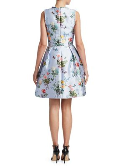 Shop Monique Lhuillier Mikado Fit-&-flare Sleeveless Dress In Lavender Multi