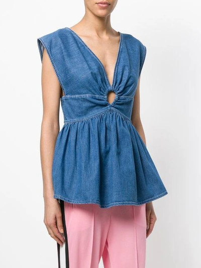 Shop Stella Mccartney Denim V-neck Blouse In Blue