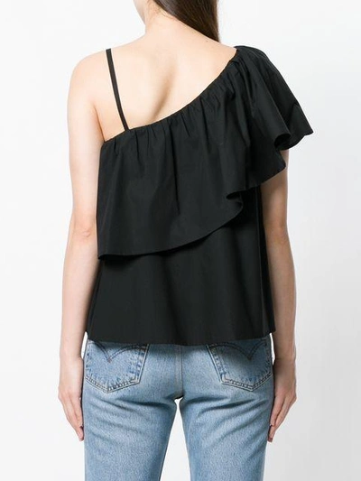 Shop Au Jour Le Jour Asymmetric Ruffled Top In Black