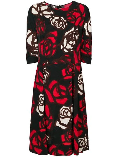 Shop Marni Abstract Roses Dress - Red