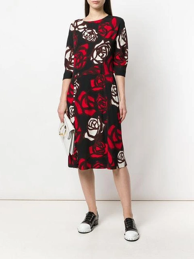Shop Marni Abstract Roses Dress - Red