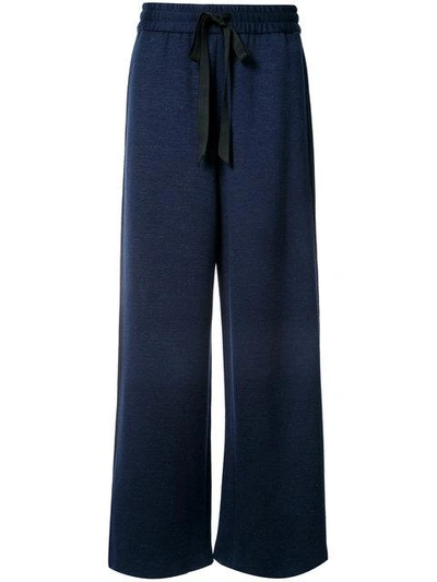 Shop Adam Lippes Luxe Jersey Wide Leg Drawstring Trousers