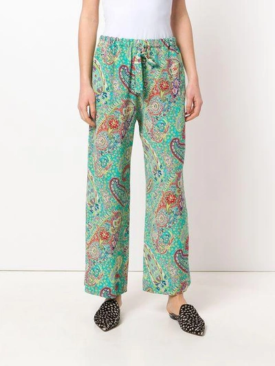 Shop Etro Paisley Print Trousers - Green