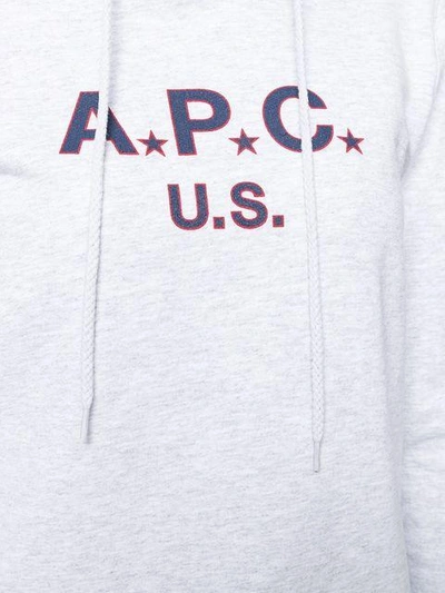 Shop Apc A.p.c. Logo Print Hoodie - Grey