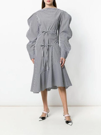 gingham pattern asymmetric dress