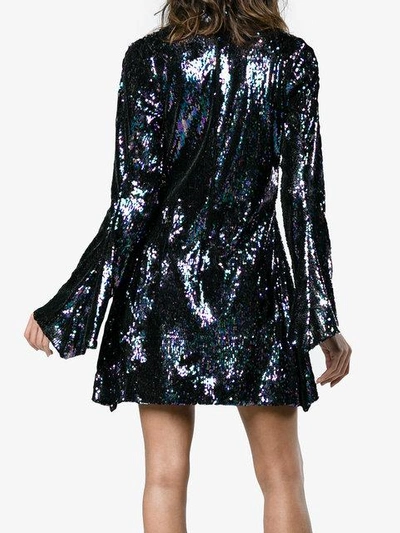 Shop Halpern Mini Fitted Sequin Dress In Black