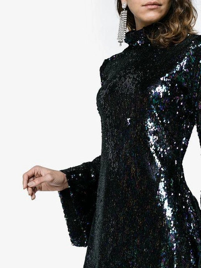 Shop Halpern Mini Fitted Sequin Dress In Black