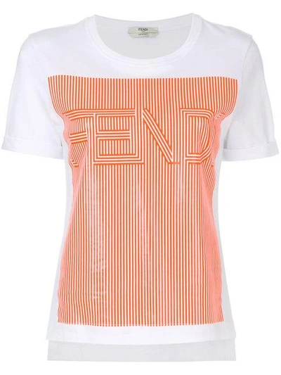 Shop Fendi Graphic Logo T-shirt - White