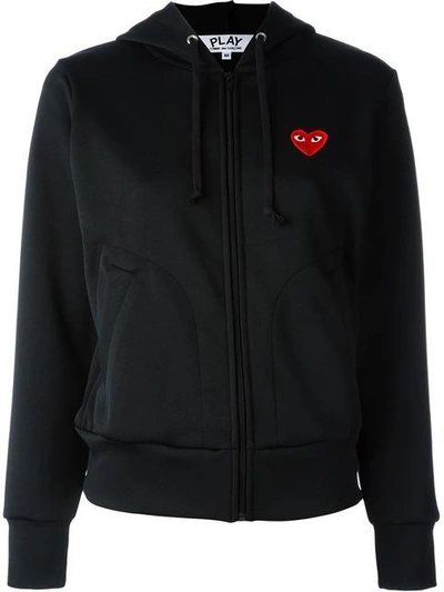 Shop Comme Des Garçons Play Embroidered Heart Hoodie In Black