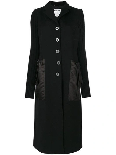 Shop Moschino Single Breasted Coat In Black