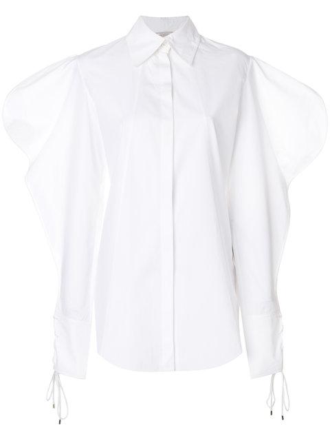 Nina Ricci Structured Sleeve Cotton Poplin Shirt In White | ModeSens