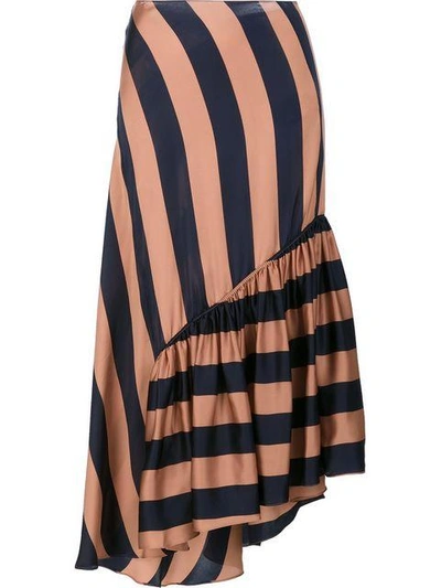 Shop Stella Mccartney Fluid Striped Skirt In Brown