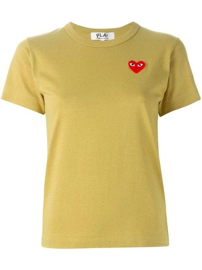 Shop Comme Des Garçons Play Logo Patch T-shirt In Yellow