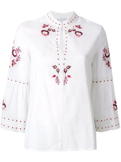 Shop Vilshenko Embroidered Floral Blouse In Neutrals