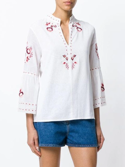 Shop Vilshenko Embroidered Floral Blouse In Neutrals