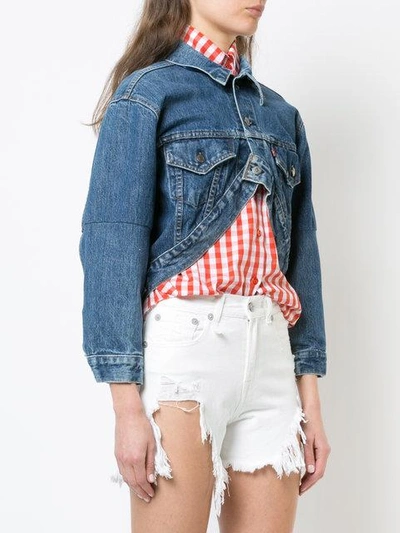 Shop R13 Cropped Denim Jacket In Blue