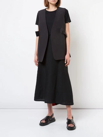 Shop Yohji Yamamoto Straight-fit Midi Skirt - Black